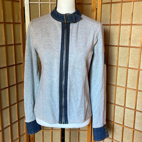 DKNY Sweatshirt Jacket Long Sleeves Activewear Moto Jacket Sweatshirt - Picture 1 of 12